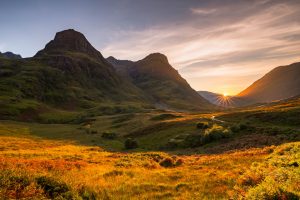 glencoe three sisters, fotospot schottland, sunset
