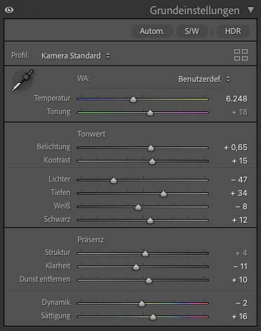 grundeinstellungen lightroom