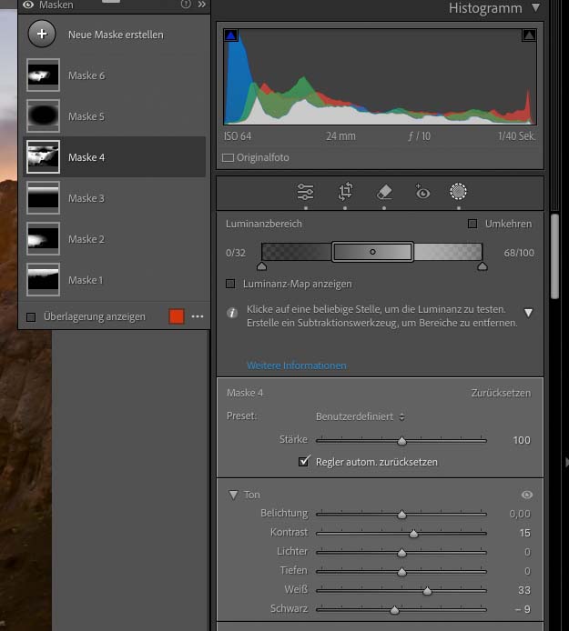 lightroom verstehen, luminanzbereich lightroom, lightroom kontrast